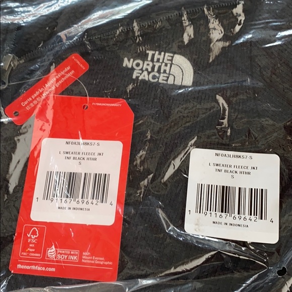 The North Face Sweater Fleece Jacket Black Hthr S - Picture 3 of 5